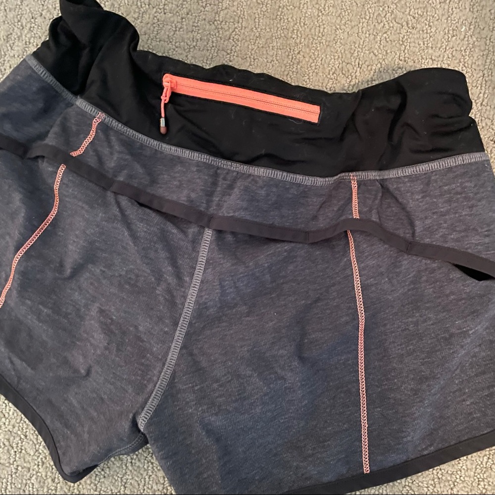 Neon topstitched lululemon shorts, no tag